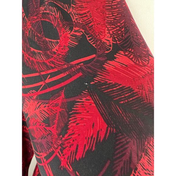 Norma Kamali Faux Wrap Dress Red & Black Feather Print Size XXL 2XL Office Chic - Picture 5 of 16